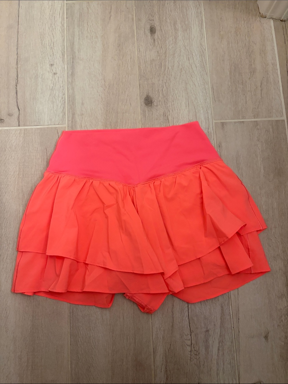 Women’s Athletic Layered Skort Shorts in Coral Pink